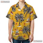 Tropical Sailboat Hawaiian Shirt - Men's Summer Vacation Tee