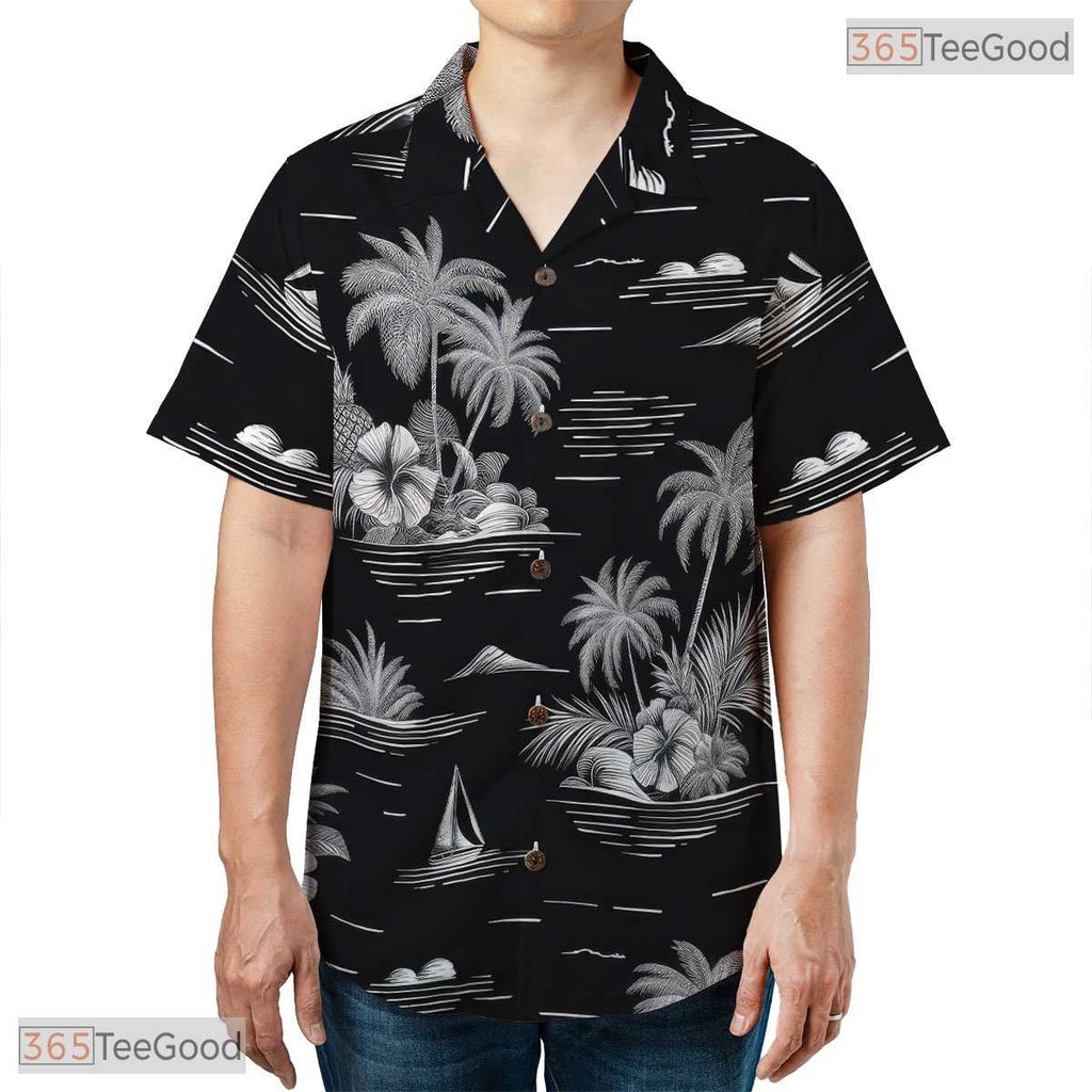 Exotic Palm Midnight Hawaiian Shirt - Green Foliage Aloha Wear Unisex