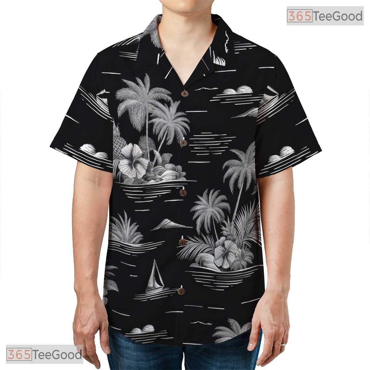 Exotic Palm Midnight Hawaiian Shirt - Green Foliage Aloha Wear Unisex
