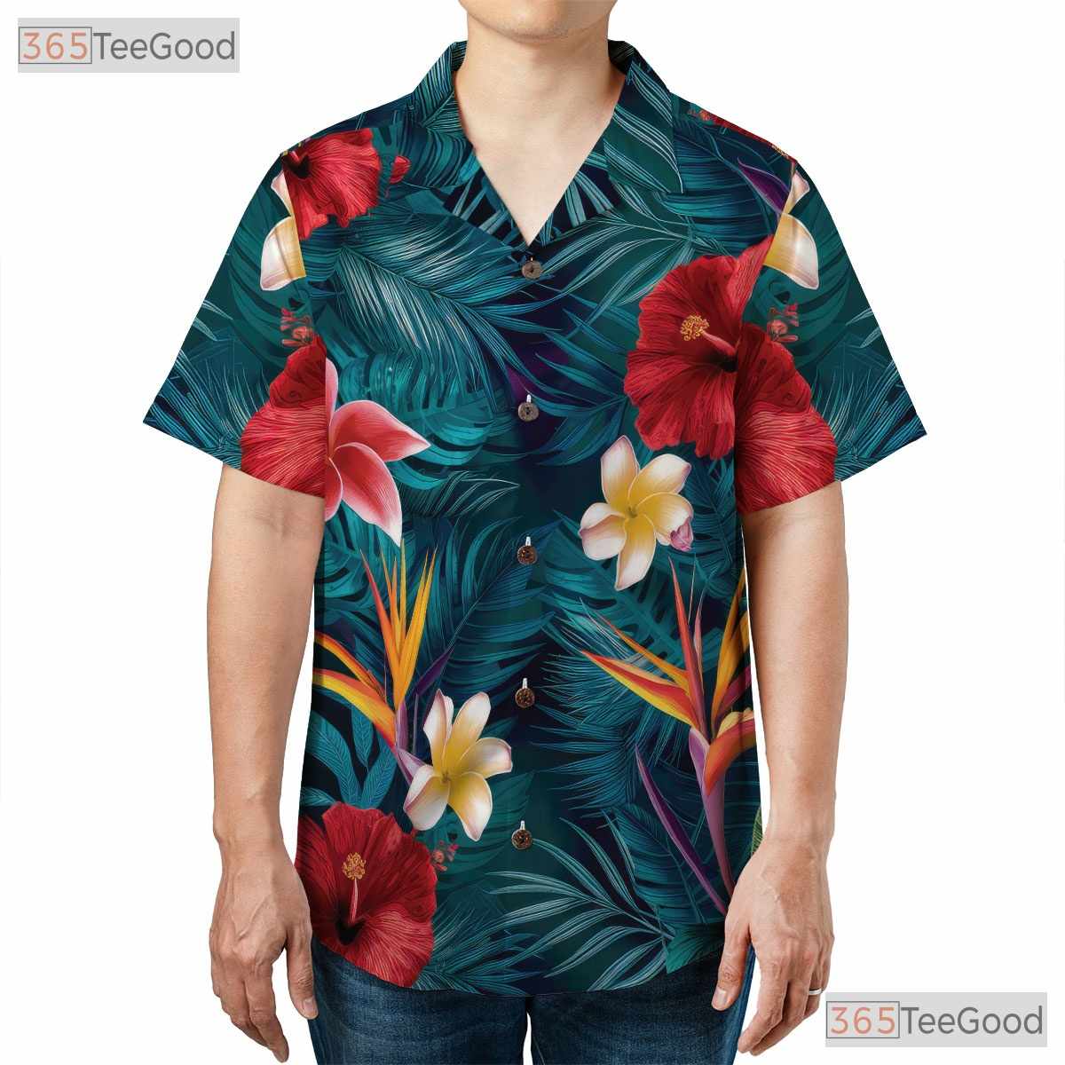 Vibrant Floral Hawaiian Shirt - Adult Short Sleeve Aloha Tee
