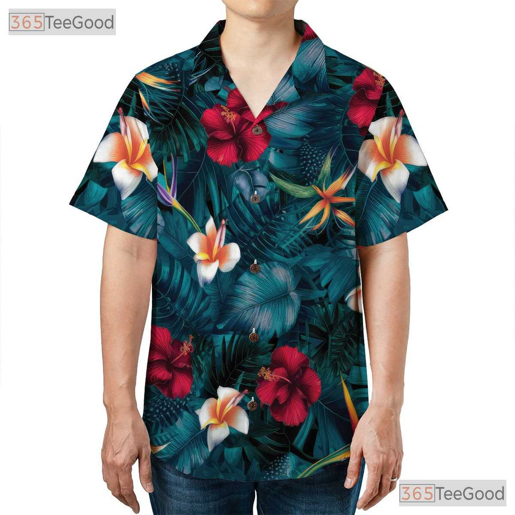 Eye-Catching Floral Hawaiian Shirt - Adult Tropical Beach Tee