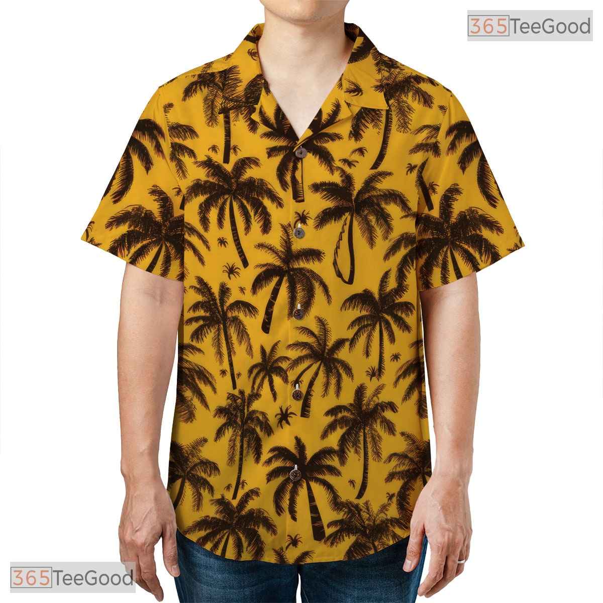 Palm Leaves & Hibiscus Hawaiian Shirt - Tropical Beach Party Women