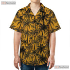 Vibrant Yellow Palm Tree Hawaiian Shirt - Unisex Summer Aloha Tee