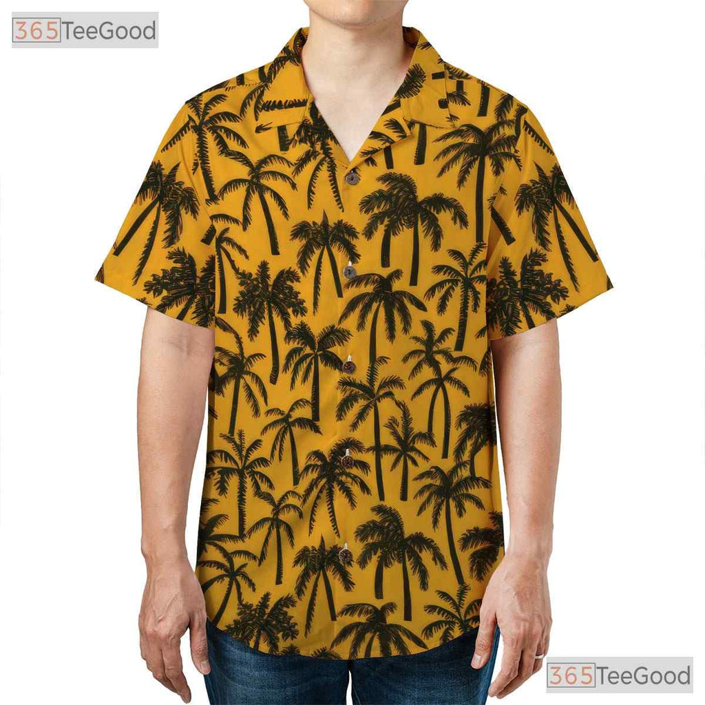 Stylish Black Palm Tree Hawaiian Shirt - Men's Beach Vacation Tee