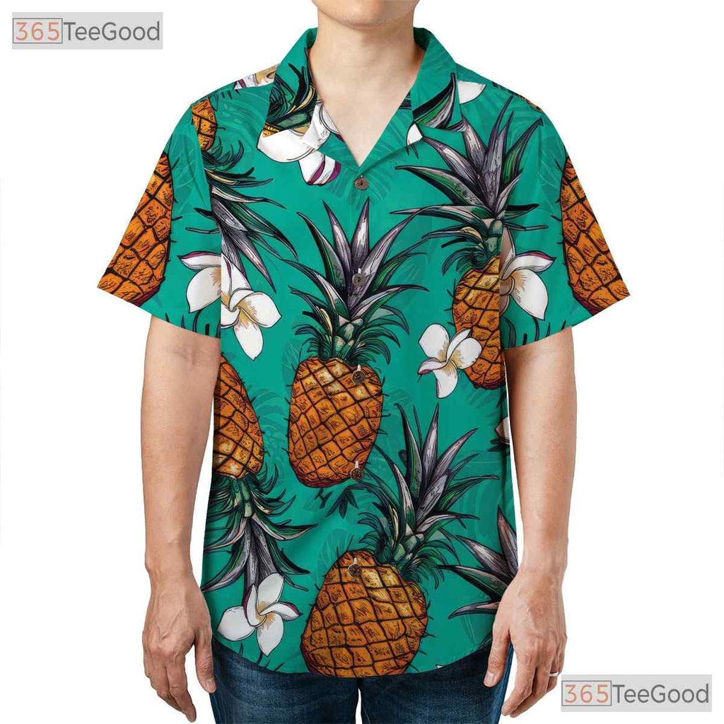 Pineapple Floral Hawaiian Shirt - Women's Aloha Short Sleeve Tee