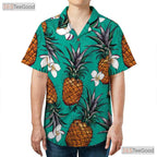 Pineapple Floral Hawaiian Shirt - Women's Aloha Short Sleeve Tee