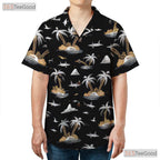 Shark and Island Hawaiian Shirt - Unique Adult Summer Aloha Tee