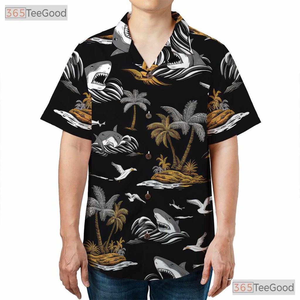 Tropical Shark Hawaiian Shirt - Men's Stylish Beach Party Outfit