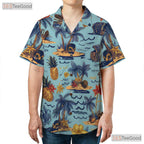 Tropical Paradise Hawaiian Shirt - Sky Blue Unisex Vacation Tee
