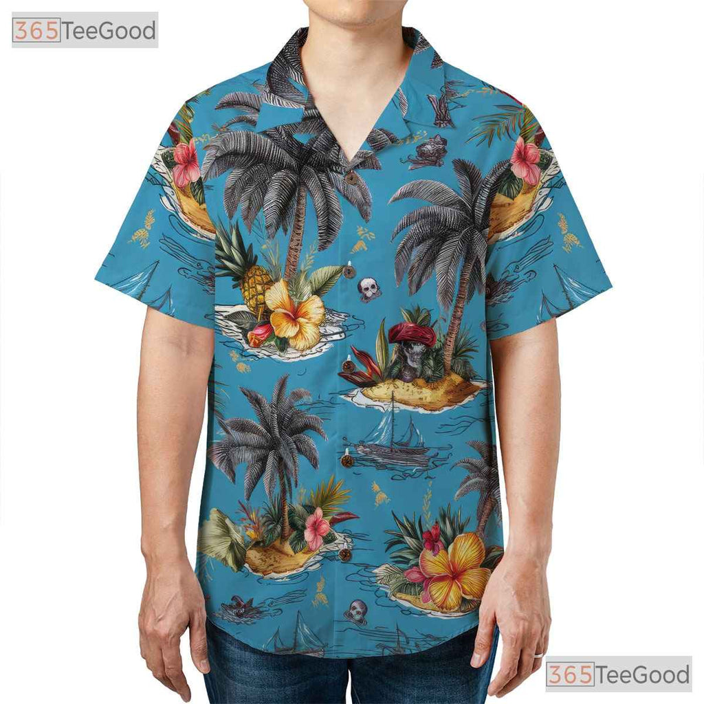 Sky Blue Paradise Hawaiian Shirt - Unisex Summer Short Sleeve Tee