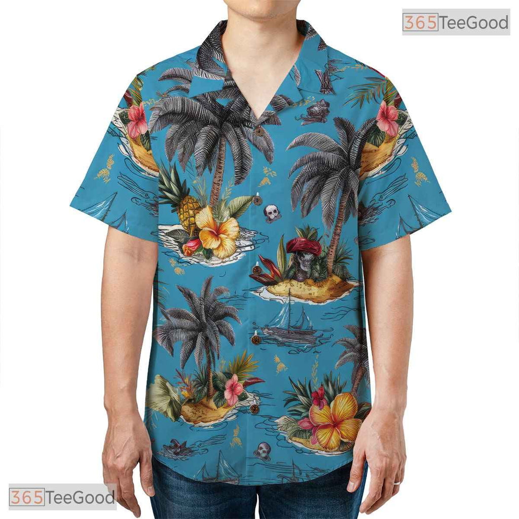 Soft Pastel Palm Leaves Hawaiian Tee - Tropical Minimalist Style Adults