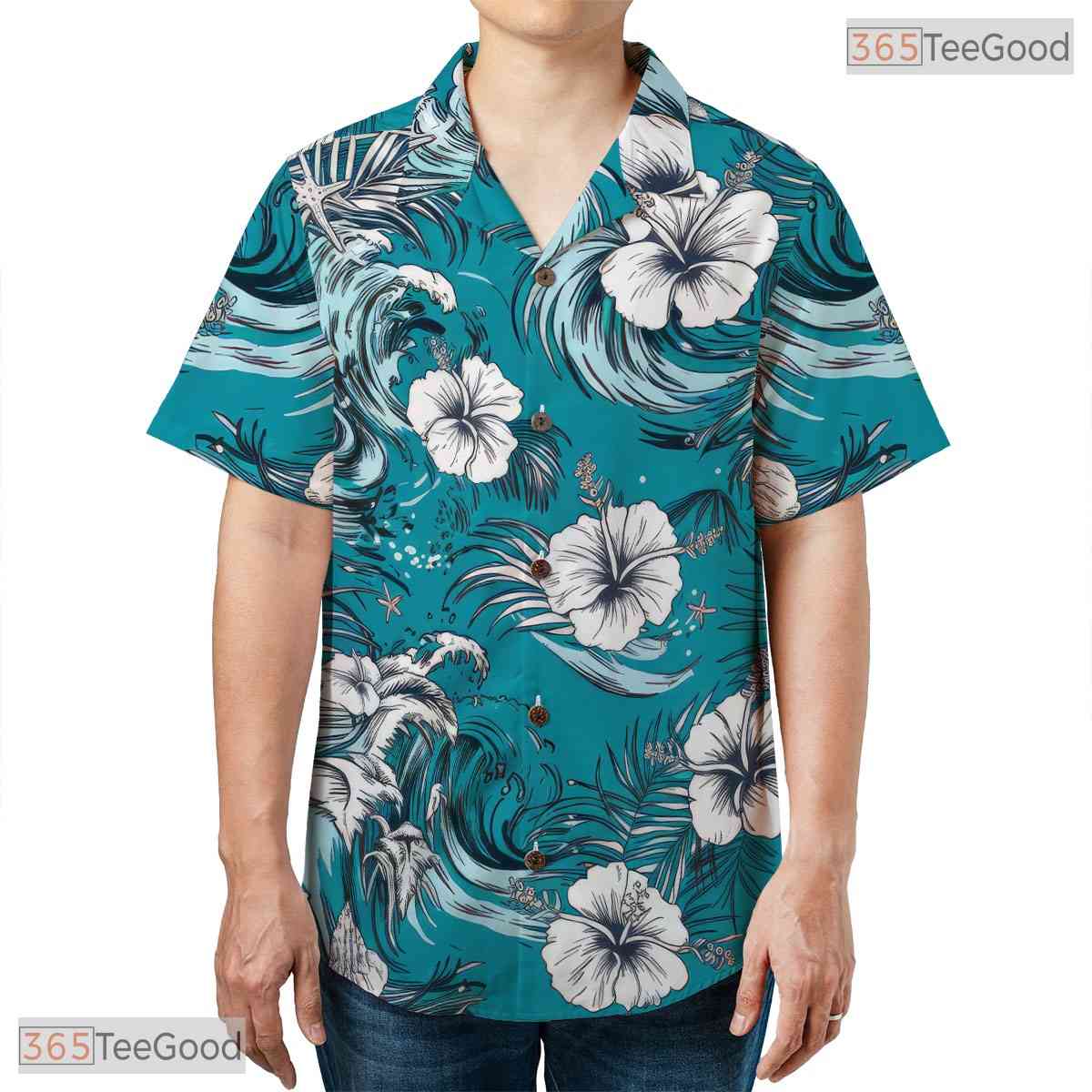 Light Pastel Palm Hawaiian Tee - Tropical Botanical Aloha Outfit Women