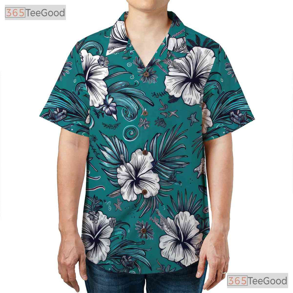 Hibiscus Palm Leaf Hawaiian Shirt - Men's Stylish Summer Beachwear