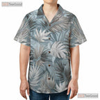 Tropical Palm Leaf Hawaiian Shirt - Stylish Blue Men's Beach Tee