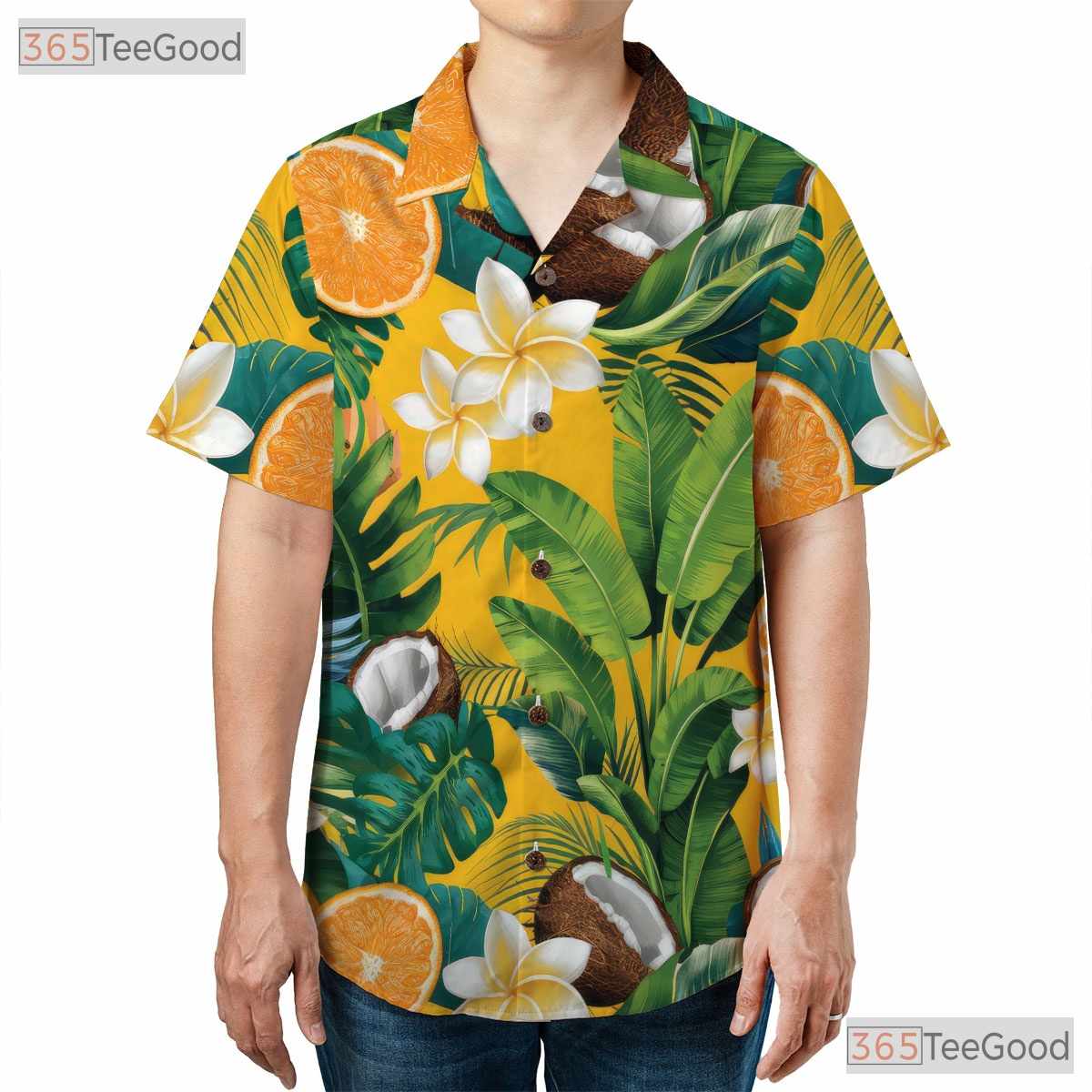 Yellow Citrus Coconut Hawaiian Shirt - Unisex Aloha Vacation Tee