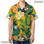 Tropical Fruit Floral Hawaiian Tee - Bold Black Jungle Aloha For Men