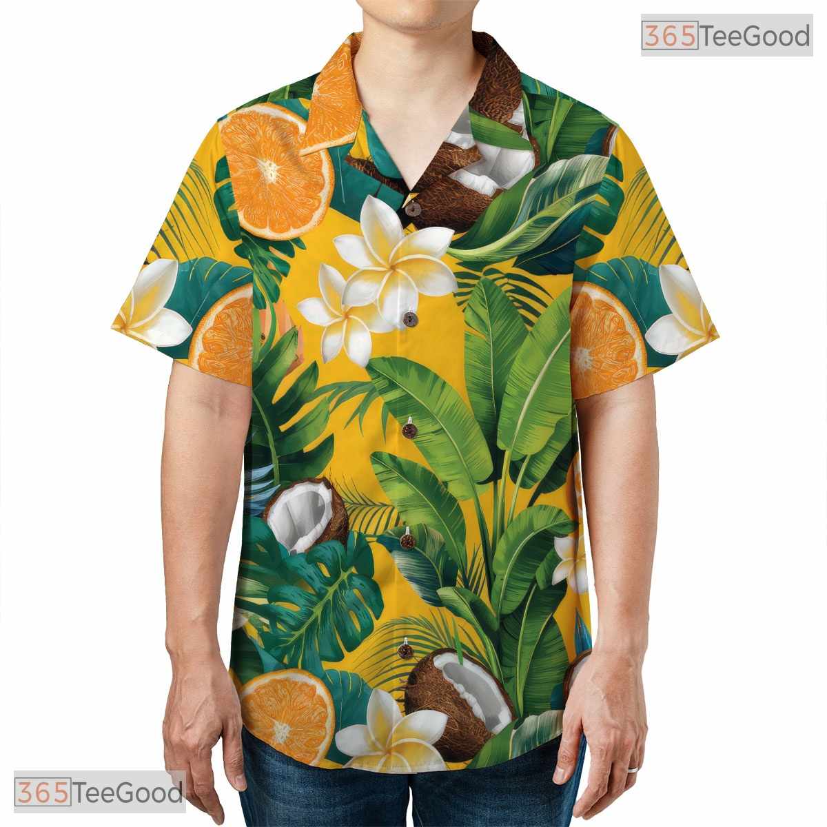 Tropical Fruit Floral Hawaiian Tee - Bold Black Jungle Aloha For Men