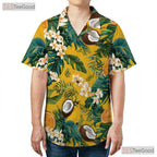 Citrus Coconut Print Hawaiian Shirt - Unisex Tropical Beach Tee