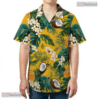 Black Jungle Escape Hawaiian Shirt - Exotic Fruit Floral Style Women