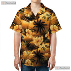 Casual Beach Button Down Hawaiian Shirt - Adult Short Sleeve Tee