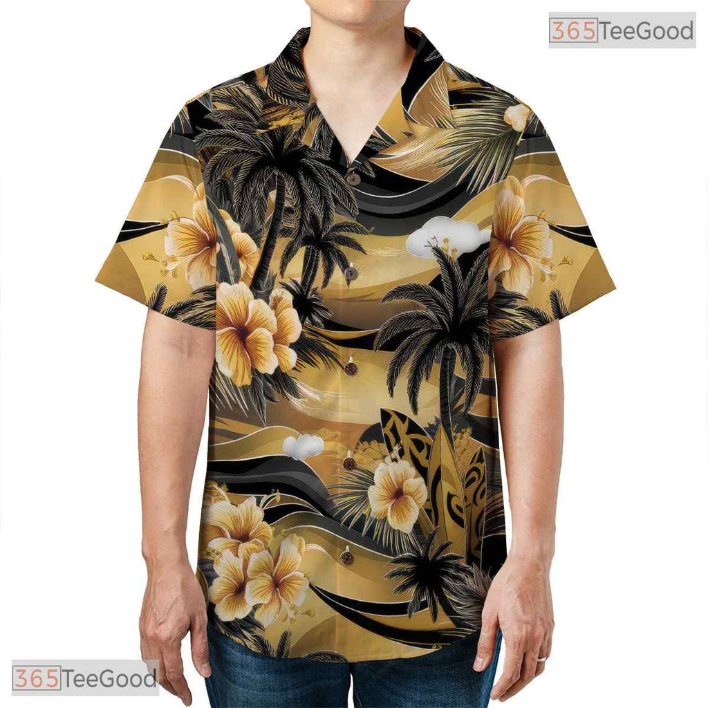 Vibrant Red Palm Hawaiian Shirt - Beach Holiday Aloha Island Style Men