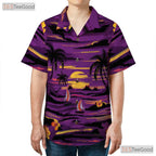 Purple Sunset Tropical Hawaiian Tee - Beach Sailboat Island Unisex