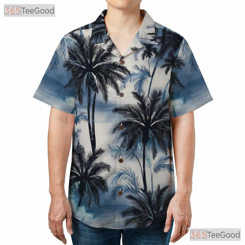 Tropical Palm Breeze Hawaiian Shirt - Vibrant Green Foliage Adults