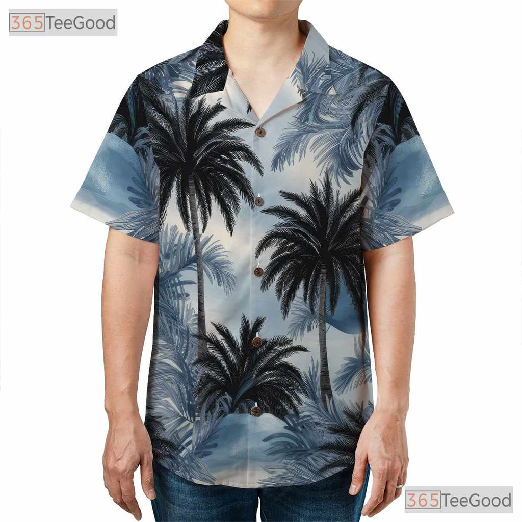 Tropical Palm Breeze Hawaiian Shirt - Casual Island Getaway Beachwear Men