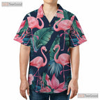Flamingo Paradise Hawaiian Tee - Exotic Palm & Ocean Vibes for Adults