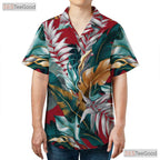 Tropical Jungle Blaze Hawaiian Shirt - Vibrant Island Palm Tree Design Men