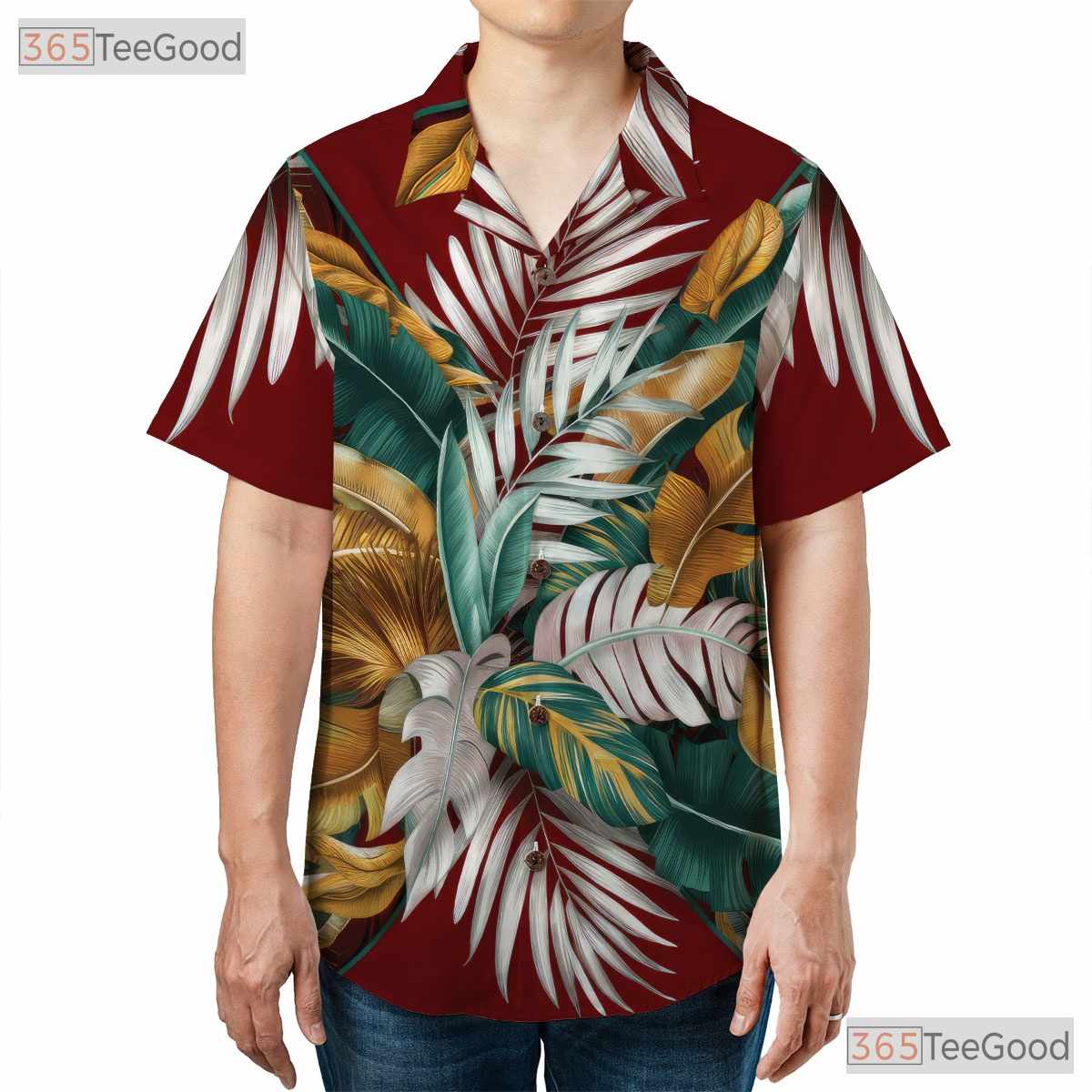 Jungle Blaze Hawaiian Tee - Fiery Sunset & Tropical Rainforest Vibes Women