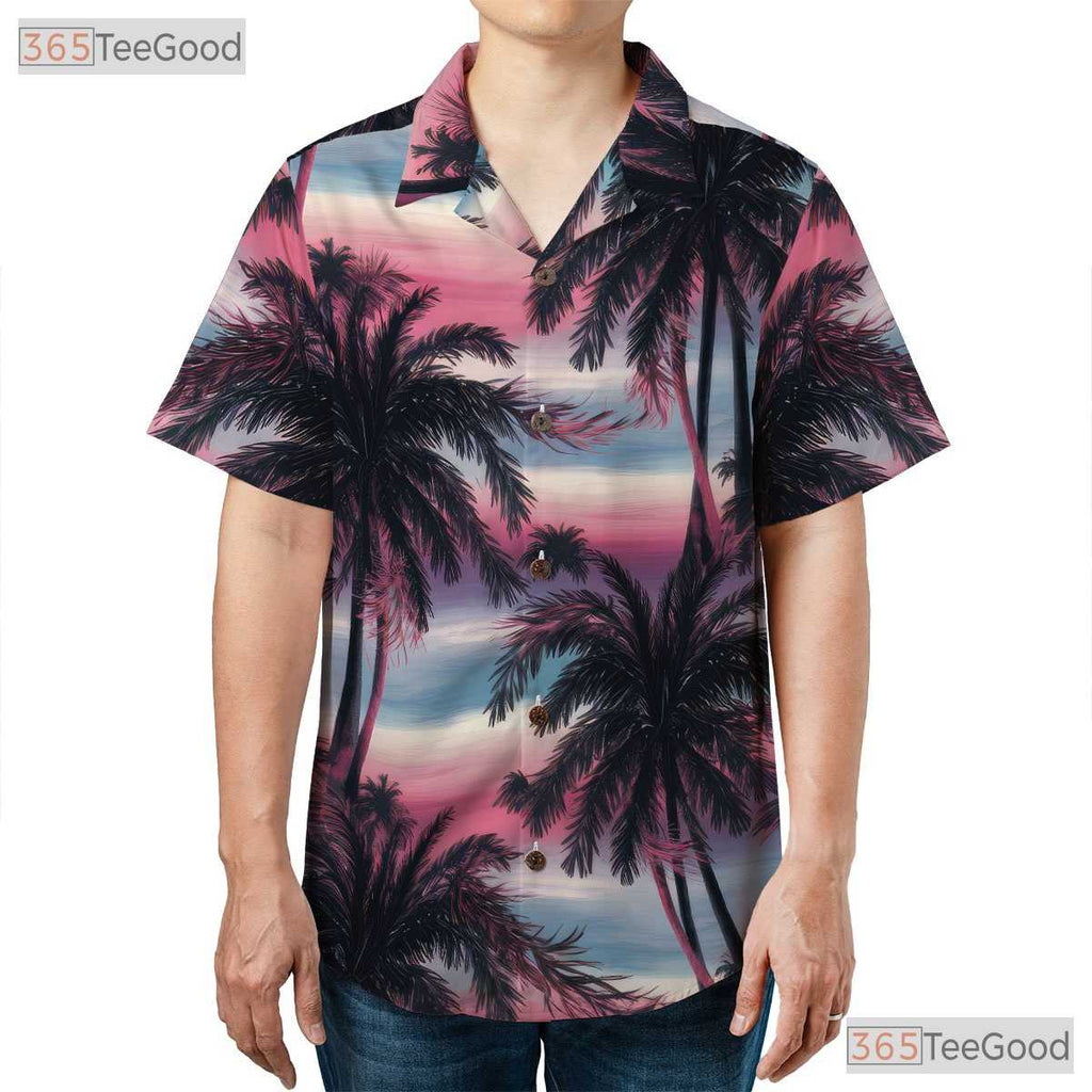 Island Sunset Hawaiian Shirt - Tropical Palm Trees Beachwear Gift Unisex