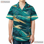 Tropical Palm Ocean Hawaiian Shirt - Vacation Aloha Style for Men & Women