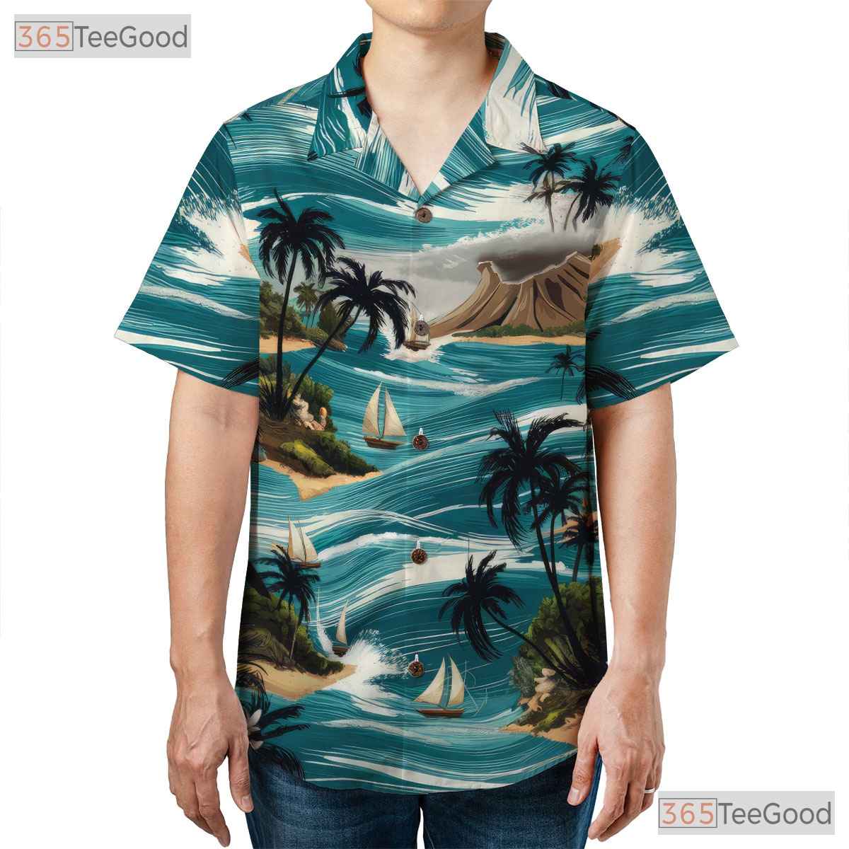 Classic Floral Ocean Hawaiian Shirt - Tropical Beachwear for Men & Women