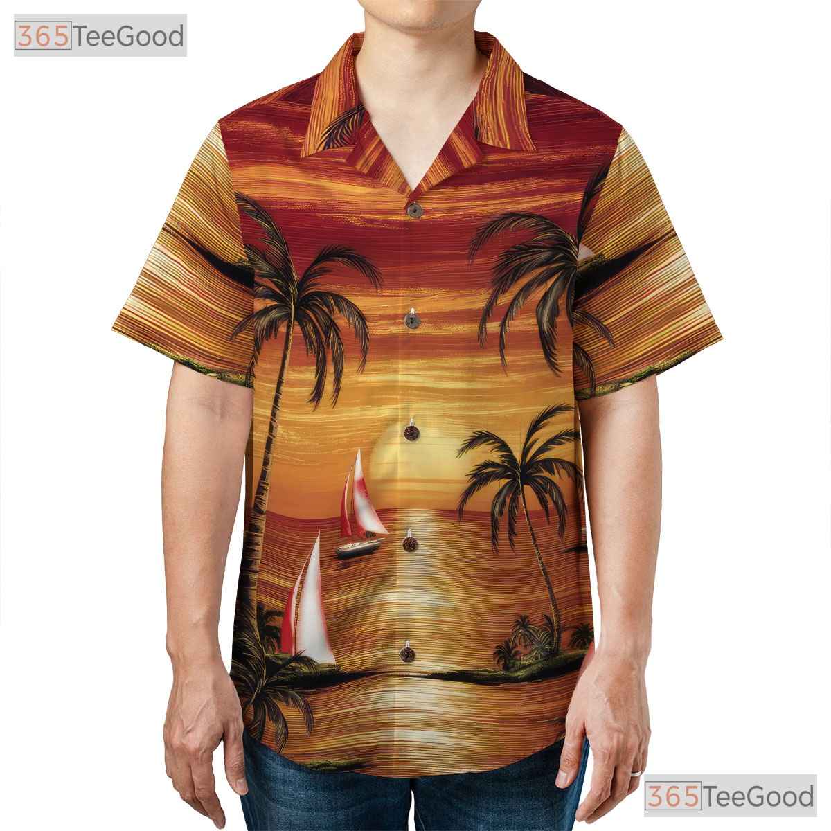 Retro Bahamas Hawaiian Shirt - Sunset Waves & Aloha Vacation Print Men