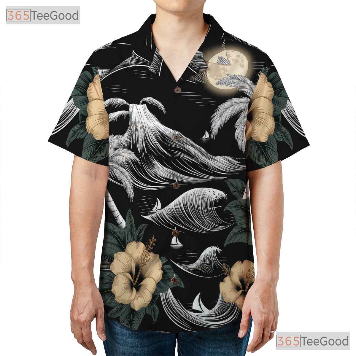 Vintage Green Palm Hawaiian Shirt - Tropical Ocean Island Style Men