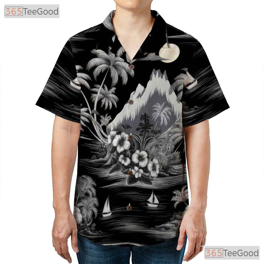 Green Retro Hawaiian Tee - Hibiscus Flower Beach Vacation Gift Women