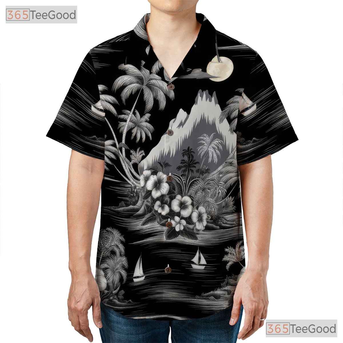 Green Retro Hawaiian Tee - Hibiscus Flower Beach Vacation Gift Women