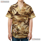 Blue Ocean Hawaiian Tee - Palm Tree Tropical Aloha Floral Print Unisex