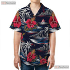Floral Navy Tropical Hawaiian Shirt - Beach Ocean Summer Vacation Men