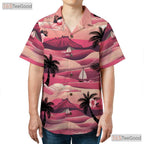 Pink Sunset Palm Hawaiian Shirt - Aloha Hibiscus Beachwear Men