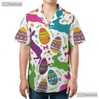 Easter Bunny & Eggs Hawaiian Shirt - Colorful Spring Holiday Wear for Men