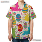 Cute Easter Bunny Hawaiian Tee - Colorful Eggs Spring Gift for Women