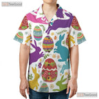 Festive Easter Bunny Hawaiian Shirt - Spring Colorful Eggs Design Adults