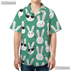 Green Easter Bunny Face Hawaiian Tee - Spring Holiday Rabbit Style Men