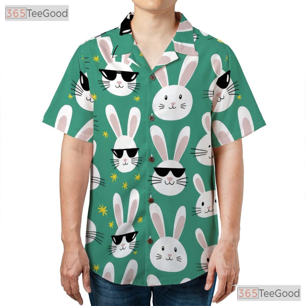 Adorable Bunny Face Hawaiian Tee - Spring Easter Holiday Gift for Unisex