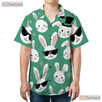 Green Spring Bunny Hawaiian Shirt - Cute Easter Rabbit for Adults