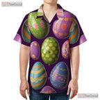 Spring Easter Egg Hawaiian Shirt - Purple Colorful Design for Women