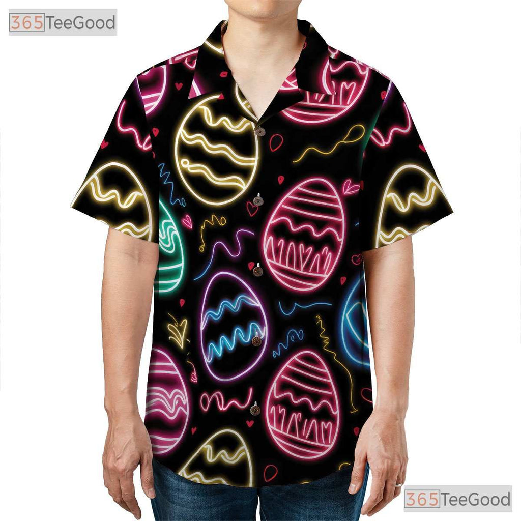 Neon Easter Egg Hawaiian Shirt - Colorful Spring Party Gift for Adults