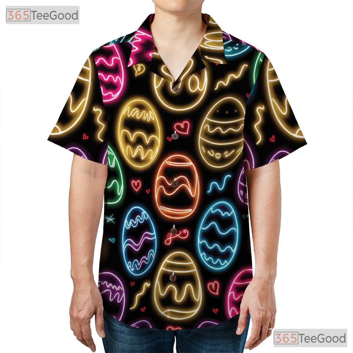 Colorful Neon Easter Egg Hawaiian Shirt - Fun Spring Gift Unisex Adult